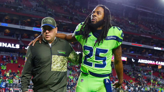Richard Sherman (25) doesn't care for Robert Goodell's rule change. Photo Credit: Kyle Terada-USA TODAY Sports