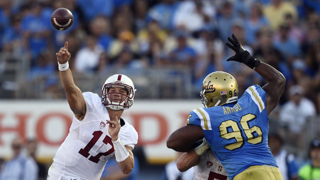 Sep 24, 2016; Pasadena, CA, USA; Stanford Cardinal quarterback Ryan Burns (17) attempts a pass during the first half against the UCLA Bruins at Rose Bowl. Photo Credit: Kelvin Kuo-USA TODAY Sports