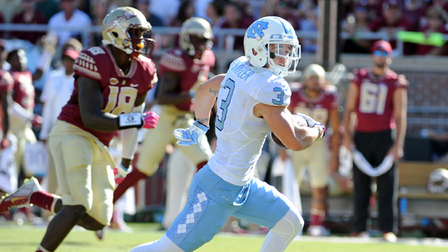 Oct 1, 2016; Tallahassee, FL, USA; North Carolina Tarheels wide receiver Ryan Switzer (3) runs the ball during the game against the Florida State Seminoles at Doak Campbell Stadium. Photo Credit: Melina Vastola-USA TODAY Sports