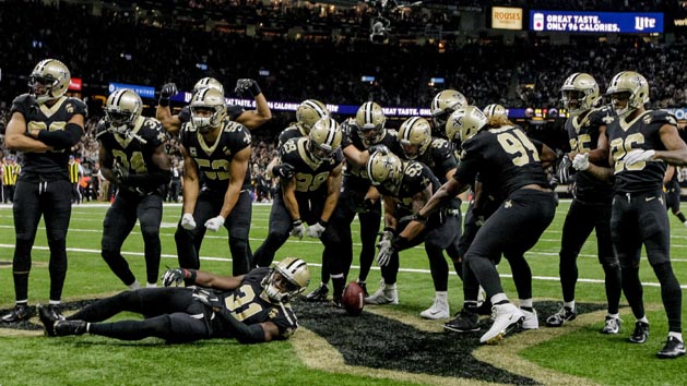 Nov 22, 2018; New Orleans, LA, USA; The New Orleans Saints defense celebrates after a turnover by the Atlanta Falcons during the second half at the Mercedes-Benz Superdome. Photo Credit: Derick E. Hingle-USA TODAY Sports