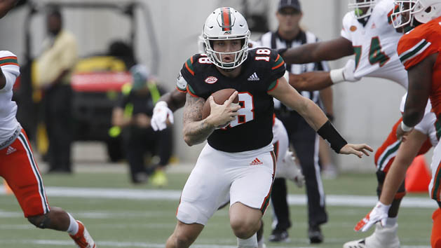 Apr 20, 2019; Orlando, FL, USA; Miami Hurricanes quarterback Tate Martell (18) runs the ball during the first half of the Miami spring game at Camping World Stadium. Photo Credit: Reinhold Matay-USA TODAY Sports