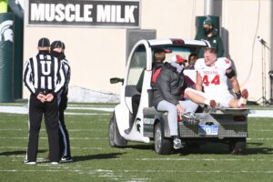 Coach Allen’s son carted off field in Indiana win