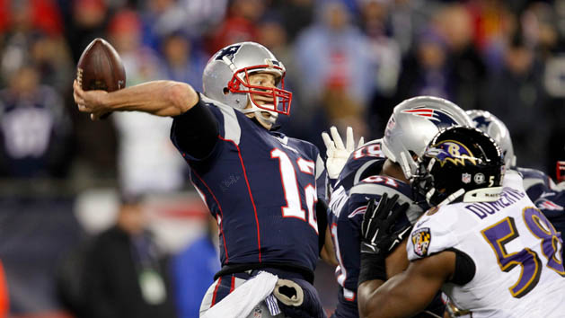 Dec 12, 2016; Foxborough, MA, USA; New England Patriots quarterback Tom Brady (12) throws against the Baltimore Ravens during the second half at Gillette Stadium. Photo Credit: Stew Milne-USA TODAY Sports