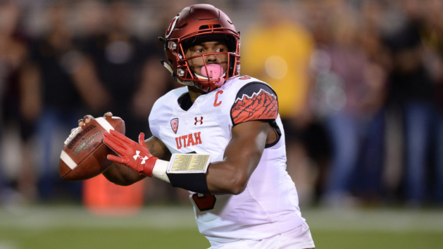 Nov 10, 2016; Tempe, AZ, USA; Utah Utes quarterback Troy Williams (3) throws a pass against the Arizona State Sun Devils during the first half at Sun Devil Stadium. Photo Credit: Joe Camporeale-USA TODAY Sports