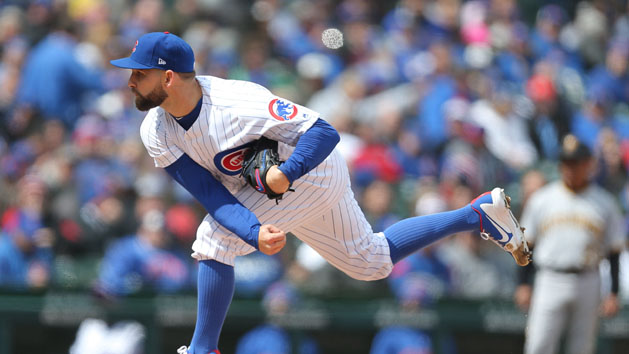 Apr 10, 2018; Chicago, IL, USA; Chicago Cubs starting pitcher Tyler Chatwood (21) throws a pitch during the first inning against the Pittsburgh Pirates at Wrigley Field. Photo Credit: Dennis Wierzbicki-USA TODAY Sports