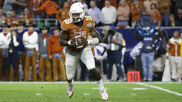 Dec 29, 2014; Houston, TX, USA; Texas Longhorns quarterback Tyrone Swoopes (18) during the game against the Arkansas Razorbacks in the 2014 Texas Bowl at NRG Stadium. Kevin Jairaj-USA TODAY Sports