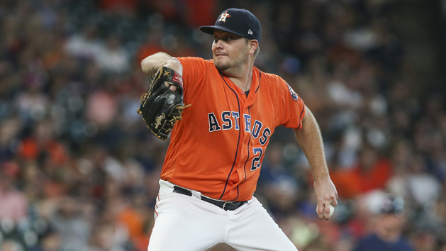 May 24, 2019; Houston, TX, USA; Houston Astros starting pitcher Wade Miley (20) delivers a pitch during the first inning against the Boston Red Sox at Minute Maid Park. Photo Credit: Troy Taormina-USA TODAY Sports